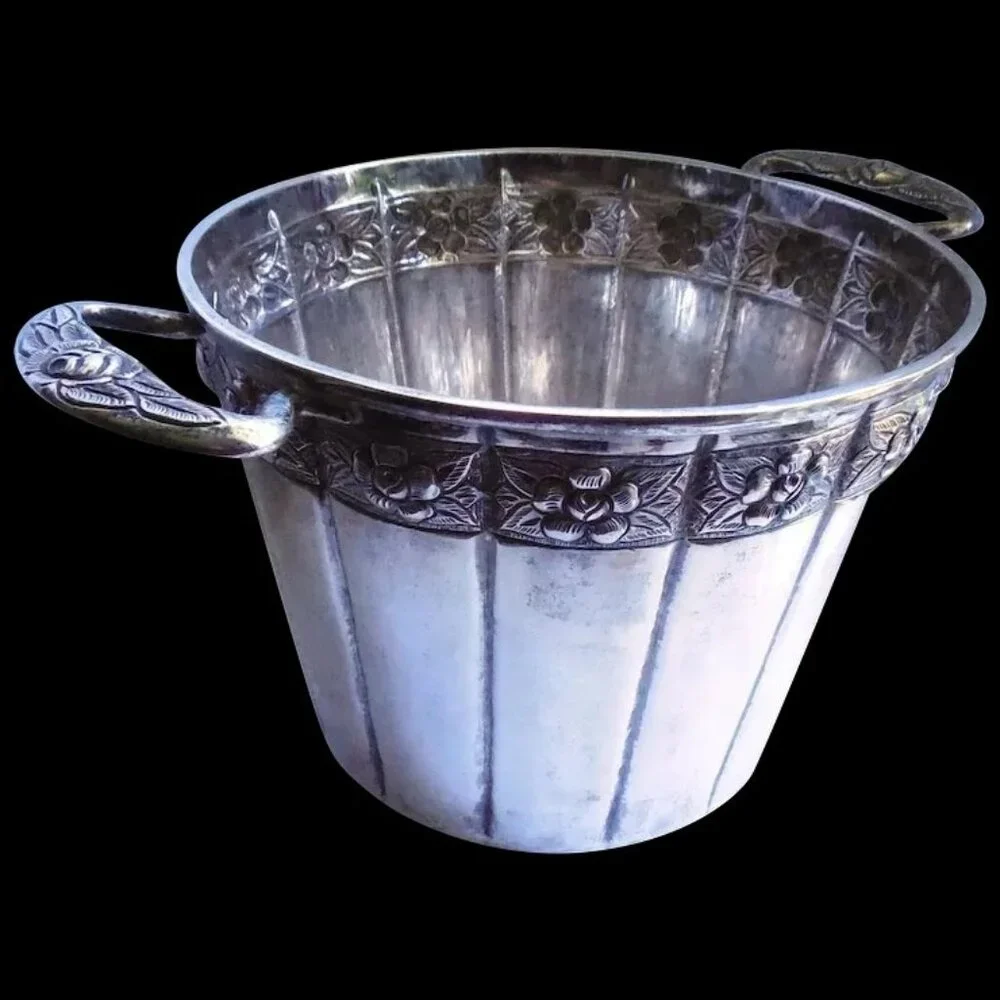 Vintage Mexican Sterling Silver Ice Bucket Signed Vigueras - 769.7 grams